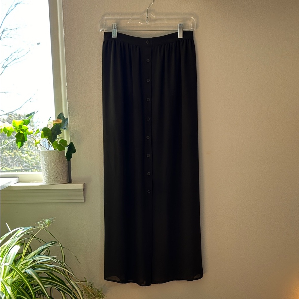 Elegant Hunter Green Sheer Maxi Skirt
